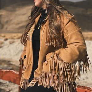 Vintage leather fringe jacket